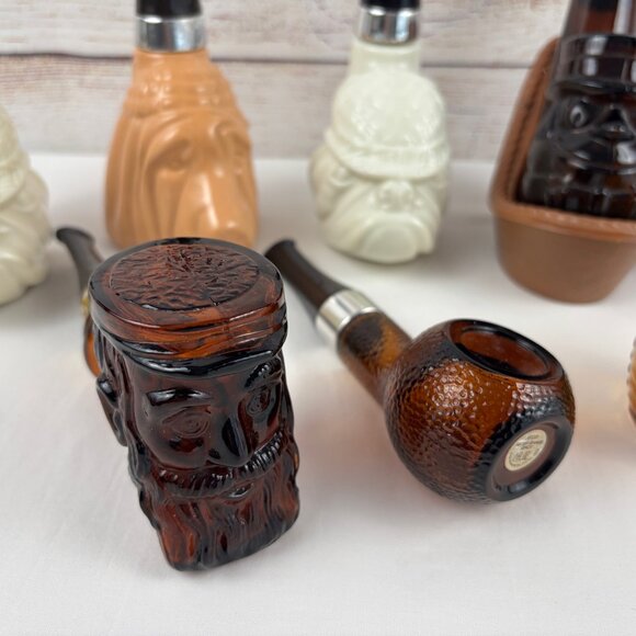 Vintage Avon Pipes Empty Cologne Bottles Lot of 8 Décor Man Cave Office - Picture 4 of 5
